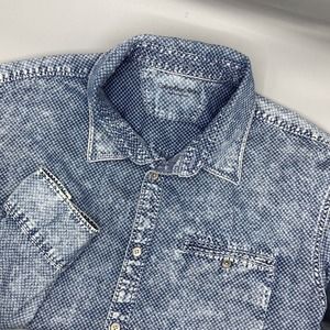Calvin‎ Klein Jeans Button Up Size Large Distressed Acid Washed w/Metal Buttons